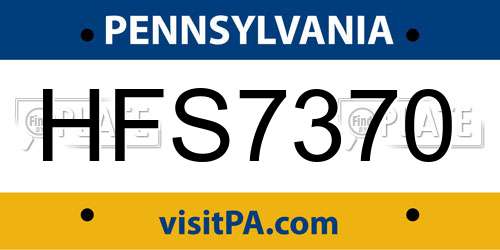 HFS7370 Pennsylvania License Plate
