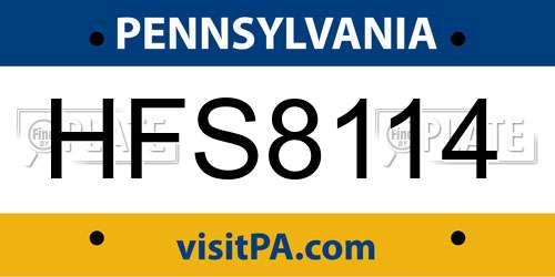 HFS8114 Pennsylvania License Plate