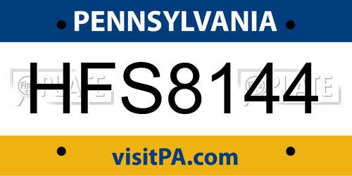 HFS8144 Pennsylvania License Plate