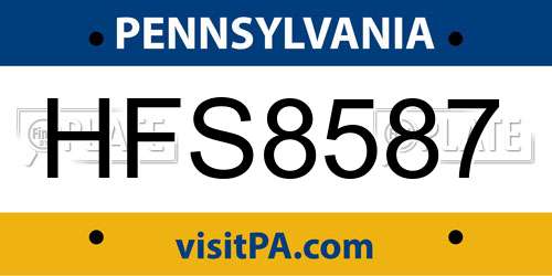 HFS8587 Pennsylvania License Plate