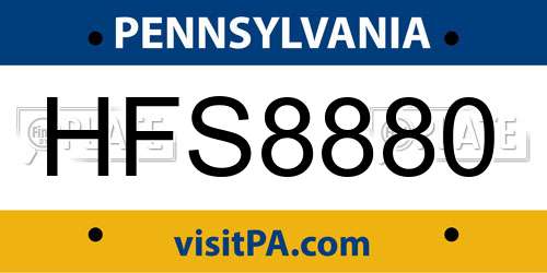 HFS8880 Pennsylvania License Plate