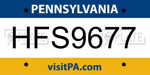 HFS9677 Pennsylvania License Plate