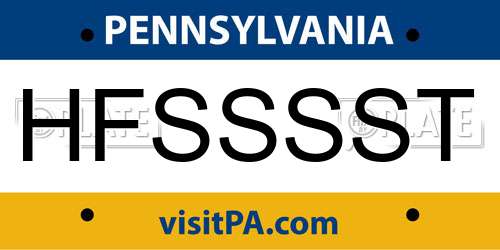 HFSSSST Pennsylvania License Plate
