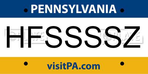 HFSSSSZ Pennsylvania License Plate