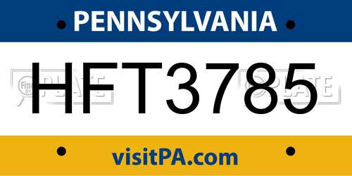 HFT3785 Pennsylvania License Plate