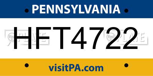 HFT4722 Pennsylvania License Plate