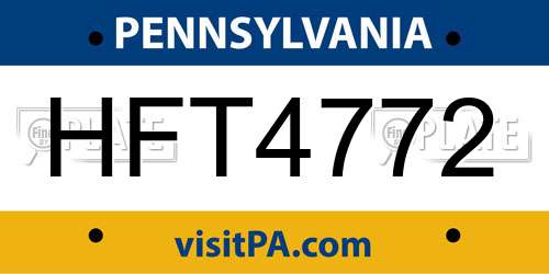 HFT4772 Pennsylvania License Plate