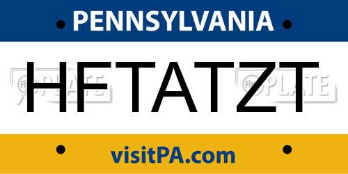HFTATZT Pennsylvania License Plate