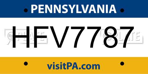 HFV7787 Pennsylvania License Plate