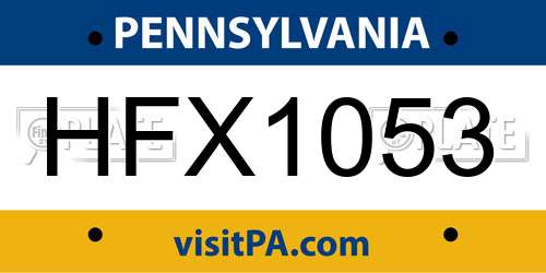 HFX1053 Pennsylvania License Plate