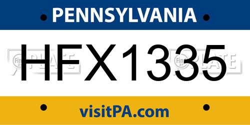 HFX1335 Pennsylvania License Plate