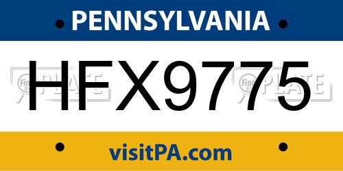 HFX9775 Pennsylvania License Plate
