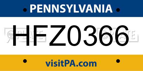 HFZ0366 Pennsylvania License Plate