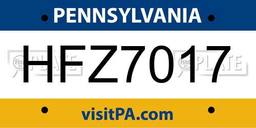 HFZ7017 Pennsylvania License Plate