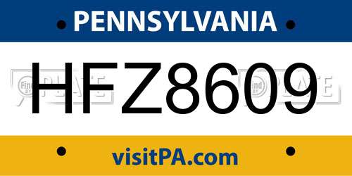 HFZ8609 Pennsylvania License Plate