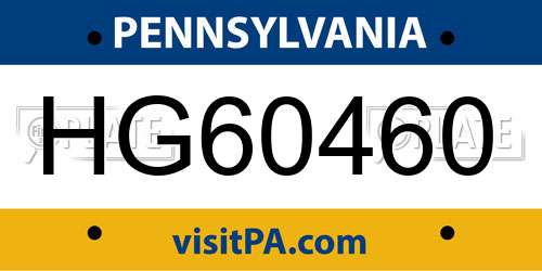 HG60460 Pennsylvania License Plate