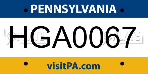 HGA0067 Pennsylvania License Plate