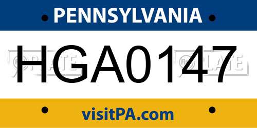 HGA0147 Pennsylvania License Plate