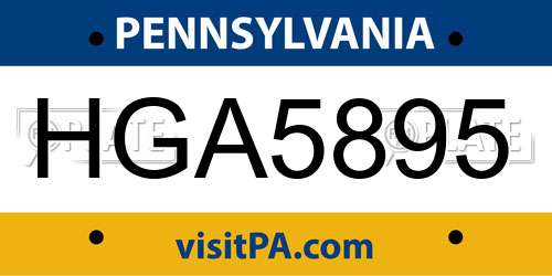 HGA5895 Pennsylvania License Plate