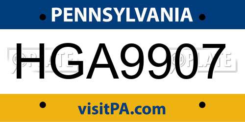 HGA9907 Pennsylvania License Plate