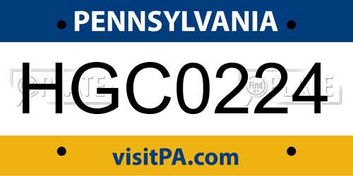 HGC0224 Pennsylvania License Plate