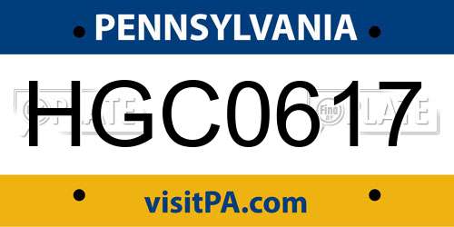 HGC0617 Pennsylvania License Plate