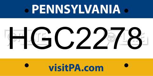 HGC2278 Pennsylvania License Plate