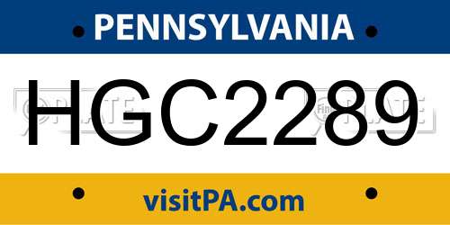 HGC2289 Pennsylvania License Plate