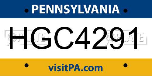 HGC4291 Pennsylvania License Plate
