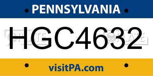 HGC4632 Pennsylvania License Plate