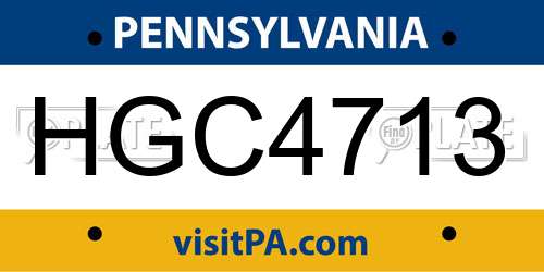 HGC4713 Pennsylvania License Plate