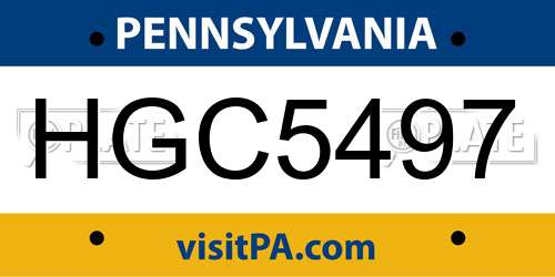 HGC5497 Pennsylvania License Plate