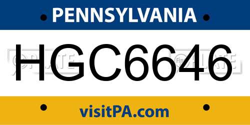 HGC6646 Pennsylvania License Plate