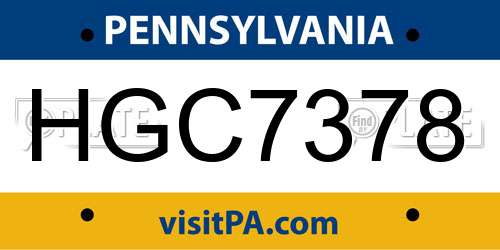 HGC7378 Pennsylvania License Plate
