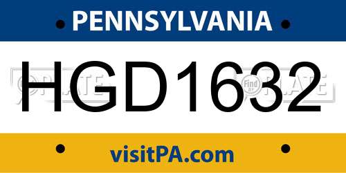 HGD1632 Pennsylvania License Plate
