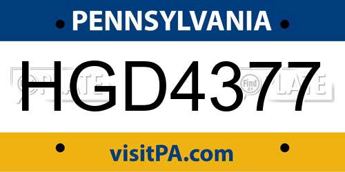 HGD4377 Pennsylvania License Plate