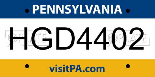 HGD4402 Pennsylvania License Plate