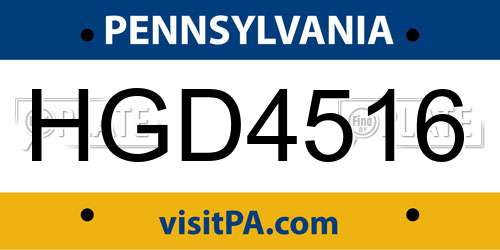 HGD4516 Pennsylvania License Plate