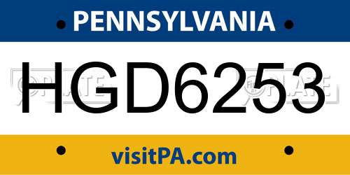 HGD6253 Pennsylvania License Plate