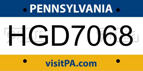 HGD7068 Pennsylvania License Plate