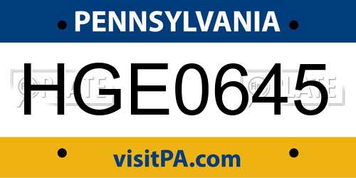 HGE0645 Pennsylvania License Plate
