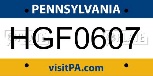 HGF0607 Pennsylvania License Plate