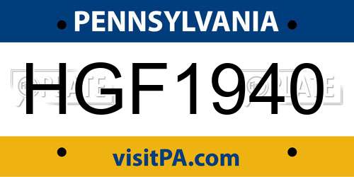 HGF1940 Pennsylvania License Plate