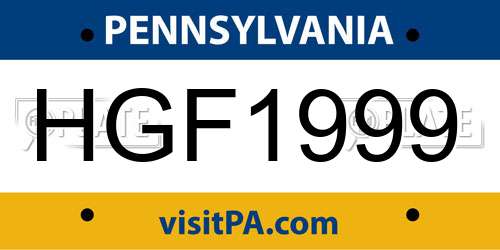 HGF1999 Pennsylvania License Plate
