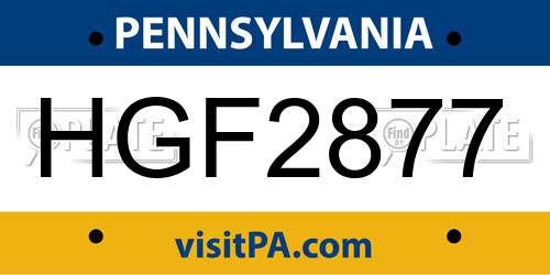 HGF2877 Pennsylvania License Plate