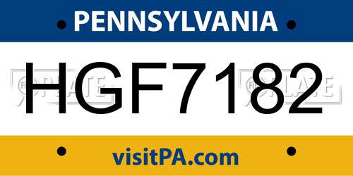 HGF7182 Pennsylvania License Plate