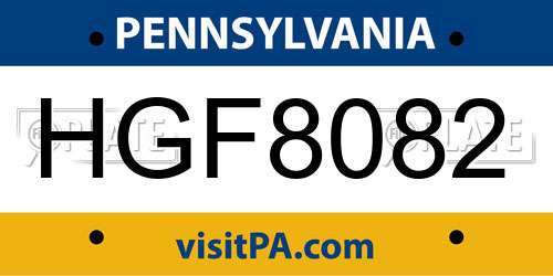HGF8082 Pennsylvania License Plate