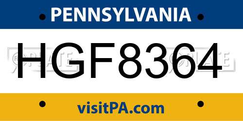 HGF8364 Pennsylvania License Plate