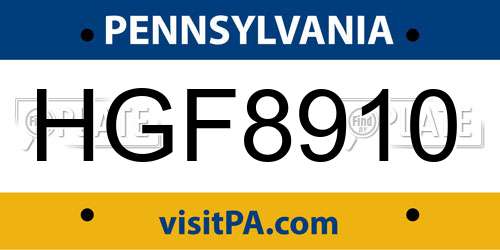 HGF8910 Pennsylvania License Plate
