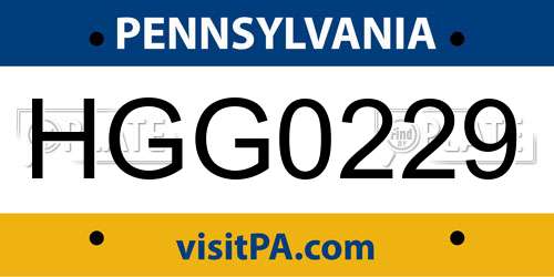 HGG0229 Pennsylvania License Plate